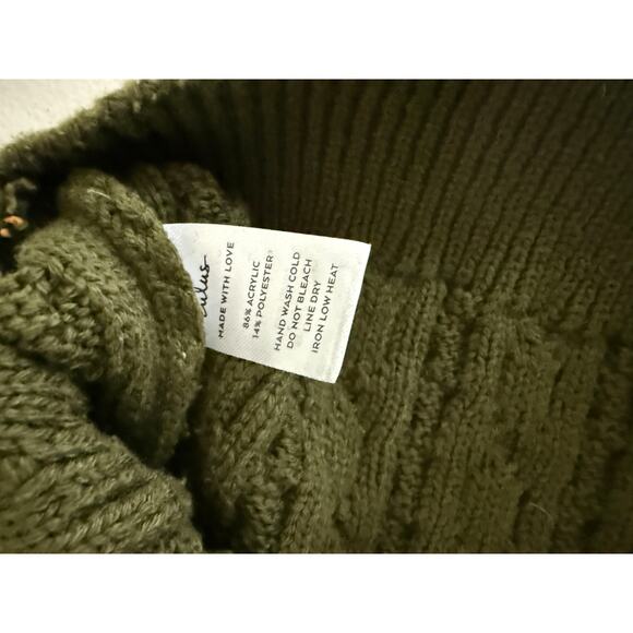 Lulu's Fresh Perspective Olive Green Cable Knit Sweater Dress Small Holiday Xmas - Picture 5 of 7